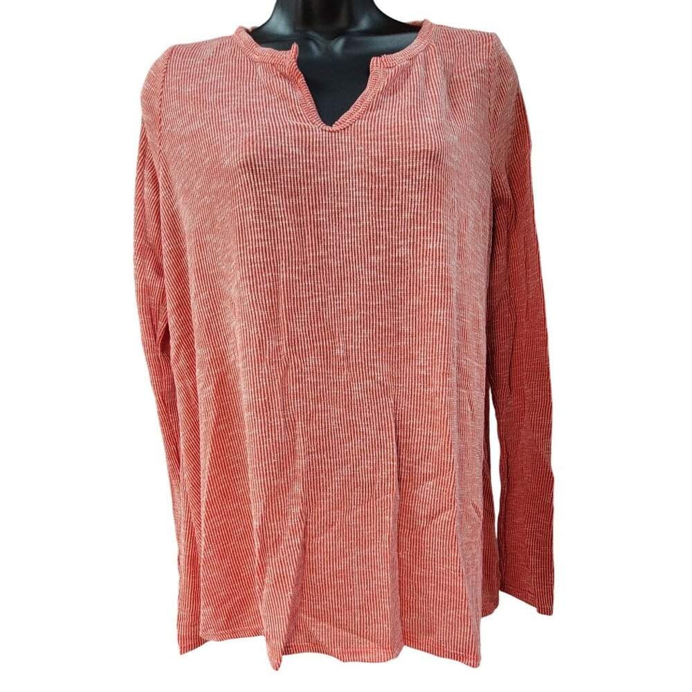 White Birch Shirt Red Corded Long Sleeve Top Womens Curvy Size Med New Tags